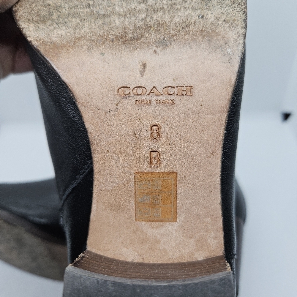 Coach Ryer black leather woven fringe ankle boots 8B - Picture 8 of 10